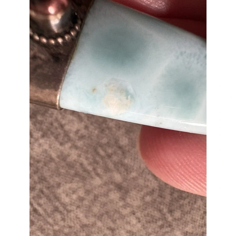 Natural Larimar Gemstone Amethyst Pendant 925 Sterling Silver Handmade Jewelry